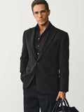 Tailored Fully-Lined Peak-Lapel Wool Blend Blazer