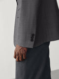Tailored Fully-Lined Peak-Lapel Wool Blend Blazer