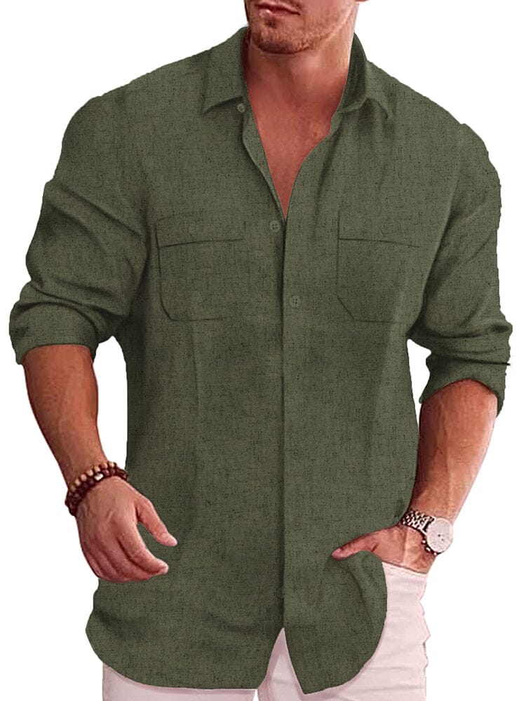 Casual Linen Blend Shirt (US Only) Shirts coofandy Army Green S 