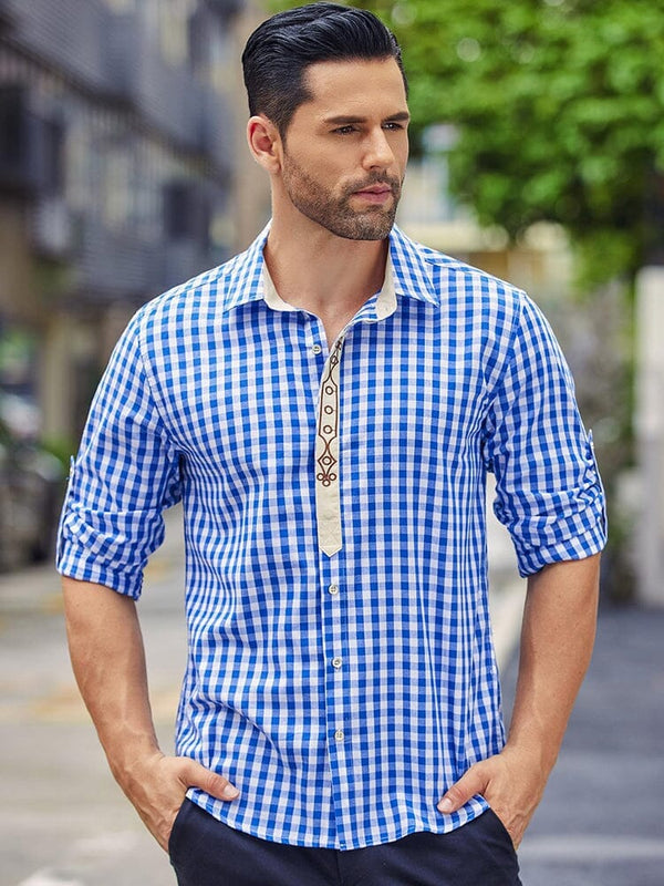 Leisure Comfort Plaid Shirt Shirts coofandy 