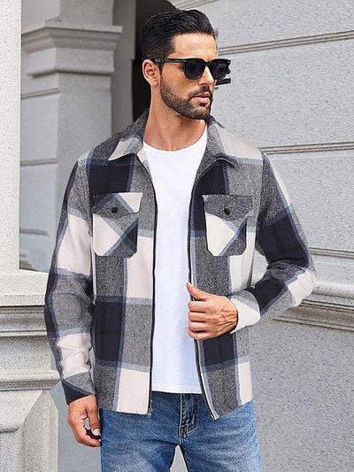 Casual Flannel Plaid Shirt Jacket (US Only) Jackets coofandy 