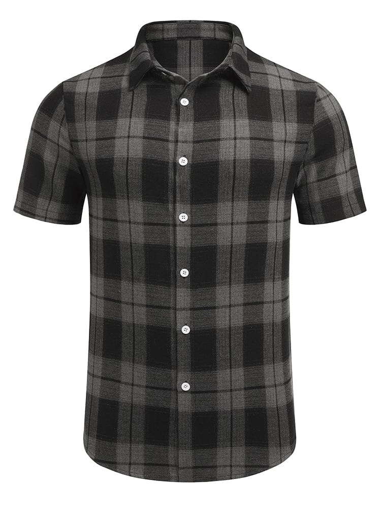 Classic Short Sleeve Checkered Shirt Shirts coofandy 