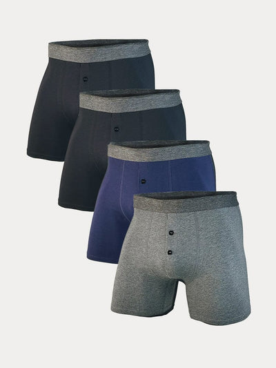 4 Pack Cotton Stretch Boxer Brief Accessories coofandy 2 Black/1 Blue/1 Gray S 