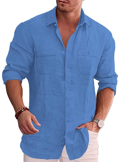 Casual Linen Blend Shirt (US Only) Shirts coofandy Blue S 