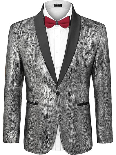Fashion Suit Jacket (US Only) Blazer coofandy Silver S 