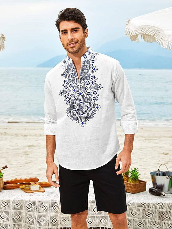 Henley Long Sleeve Shirt (US Only) Shirts coofandy White S 
