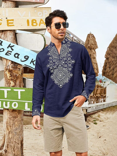 Henley Long Sleeve Shirt (US Only) Shirts coofandy Blue S 