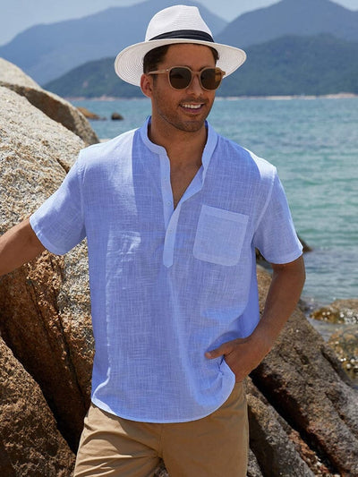 Short Sleeve Casual Beach Shirts (US Only) Shirts coofandy Clear blue S 