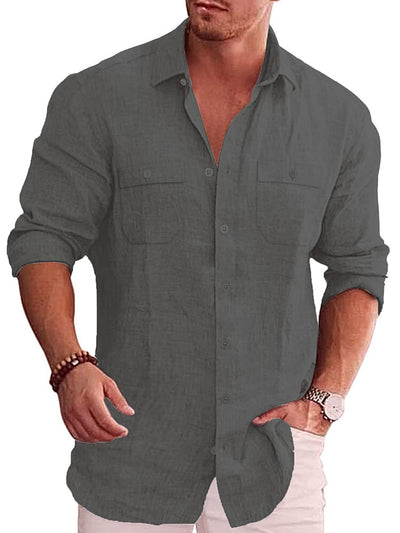 Casual Linen Blend Shirt (US Only) Shirts coofandy Dark Grey S 