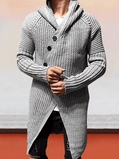Casual Hooded Long Knit Cardigan Cardigans coofandy Grey M 