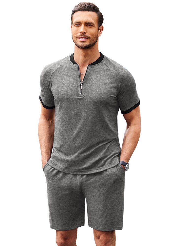 Loose Fit Soft Tracksuit Set (US Only) Sports Set coofandy Grey S 
