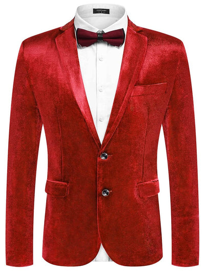 Floral Luxury Tuxedo Dinner Party Blazer (US Only) Blazer coofandy Solid Red S 