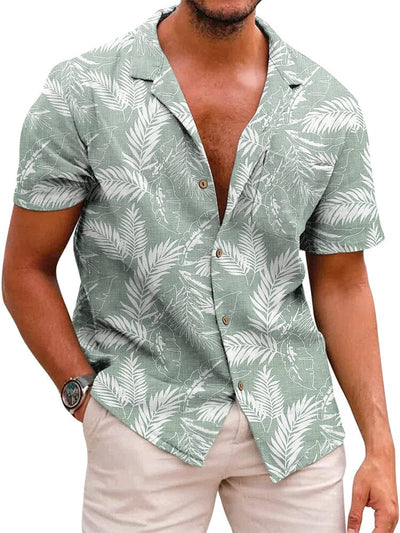 Hawaiian Floral Beach Shirts (US Only) Shirts coofandy Green-Palm Leaf S 