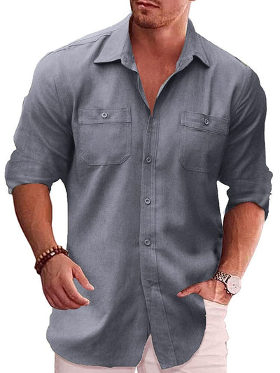Casual Linen Blend Shirt (US Only) Shirts coofandy Grey S 