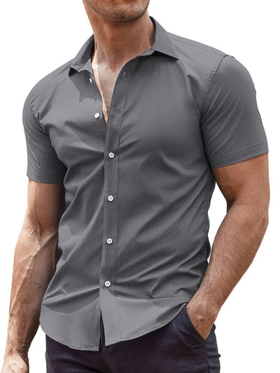 Classic Stretchy Business Shirt Shirts coofandy Grey XS 