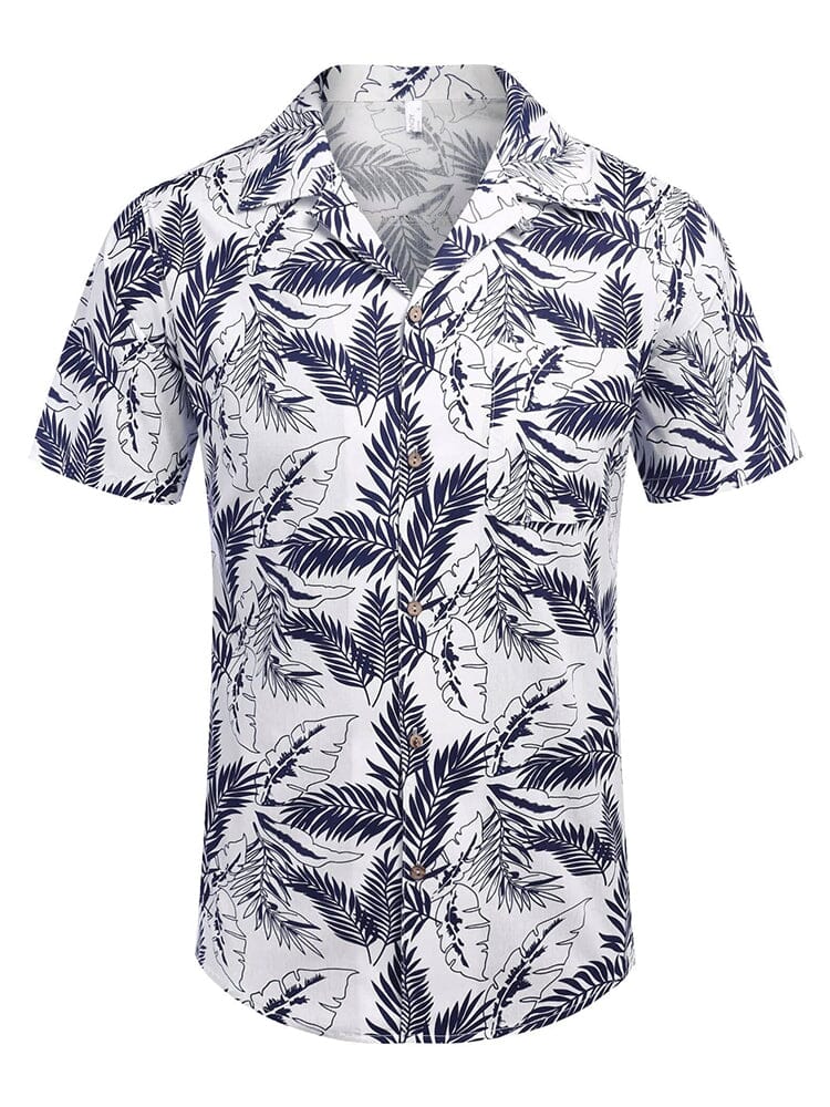 Hawaiian Floral Beach Shirts (US Only) Shirts coofandy White- Palm Leaf S 
