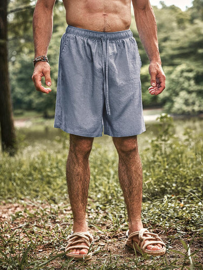Eco-friendly 100% Linen Shorts Shorts coofandy Blue M 