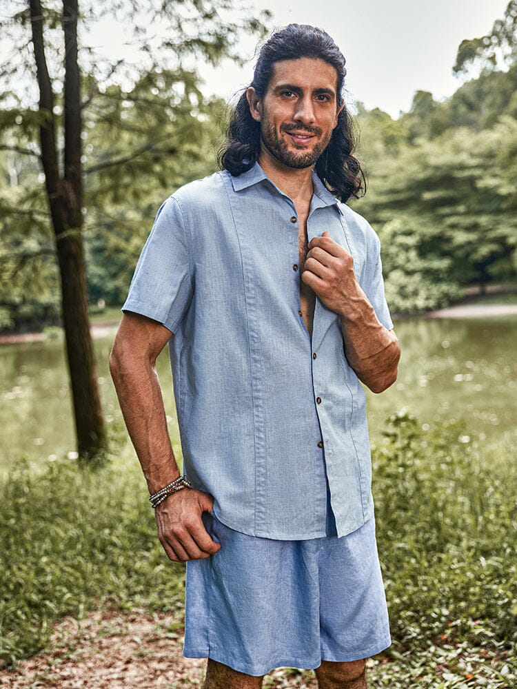 UOUA Men's Short Sleeve Button Down Shirt - Wrinkle Free & Moisture Wicking Business Casual Top - View #6