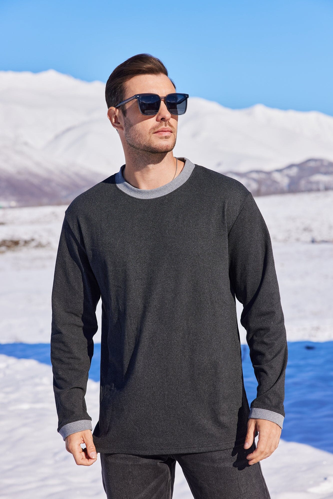 Premium Soft Colorblock Undershirt Sweatshirts coofandy 