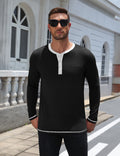 Long Sleeve Contrast Henley Shirt with Pocket (US Only)
