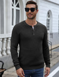 Raglan Sleeve Henley Waffle Knit Pullover Sweater (US Only)