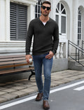 Raglan Sleeve Henley Waffle Knit Pullover Sweater (US Only)