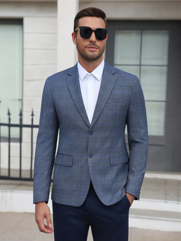 Plaid Business Casual Slim Fit Blazer (US Only)