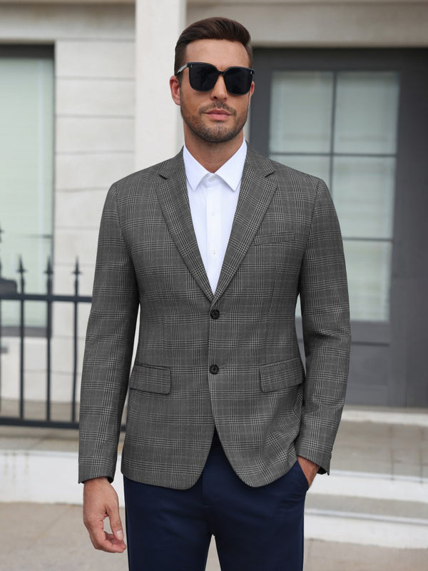 Plaid Business Casual Slim Fit Blazer (US Only)