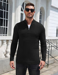 Quarter Zip Casual Knit Mock Neck Pullover Sweater (US Only)
