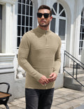 Quarter Zip Casual Knit Mock Neck Pullover Sweater (US Only)