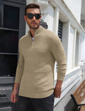 Quarter Zip Casual Knit Mock Neck Pullover Sweater (US Only)