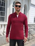 Quarter Zip Casual Knit Mock Neck Pullover Sweater (US Only)