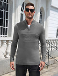 Quarter Zip Casual Knit Mock Neck Pullover Sweater (US Only)