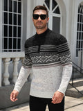 Quarter Zip Fair Isle Pattern Knit Pullover Sweater (US Only)