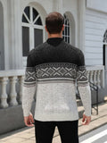 Quarter Zip Fair Isle Pattern Knit Pullover Sweater (US Only)