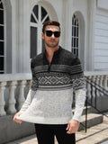 Quarter Zip Fair Isle Pattern Knit Pullover Sweater (US Only)
