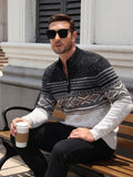 Quarter Zip Fair Isle Pattern Knit Pullover Sweater (US Only)