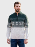 Quarter Zip Fair Isle Pattern Knit Pullover Sweater (US Only)