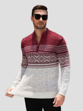 Quarter Zip Fair Isle Pattern Knit Pullover Sweater (US Only)