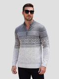 Quarter Zip Fair Isle Pattern Knit Pullover Sweater (US Only)