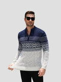Quarter Zip Fair Isle Pattern Knit Pullover Sweater (US Only)