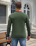 Casual Modern Contrast Henley Long Sleeve Shirt (US Only)