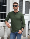 Casual Modern Contrast Henley Long Sleeve Shirt (US Only)