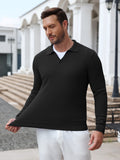 Textured V-Neck Long Sleeve Knit Polo Sweater (US Only)