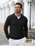 Textured V-Neck Long Sleeve Knit Polo Sweater (US Only)