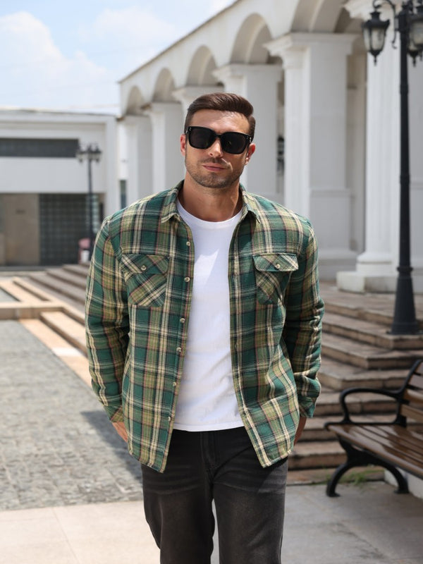 Sherpa Lined Flannel Plaid Shirt Jacket (US Only)