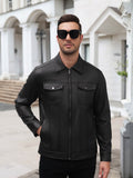 Lightweight Faux Leather Motorcycle Trucker Jacket (US Only)