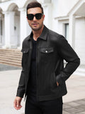 Lightweight Faux Leather Motorcycle Trucker Jacket (US Only)