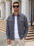 Western Pearl Snap Long Sleeve Shirt with Flap Pockets (US Only)