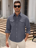 Western Pearl Snap Long Sleeve Shirt with Flap Pockets (US Only)